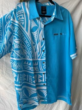 Tanoa Men's Casual Short-Sleeve Button-Down Shirt - Blue White
